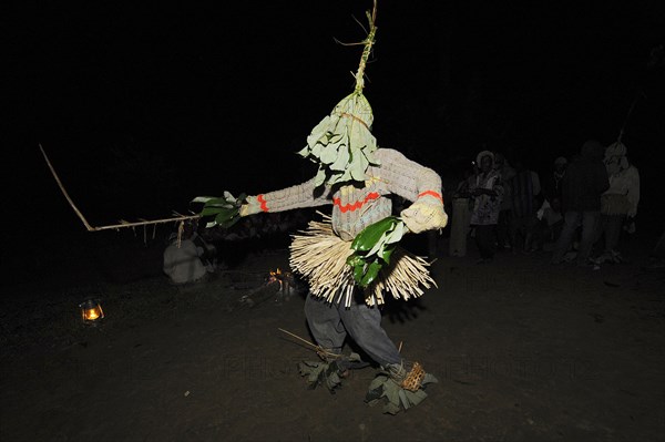 Pygmies of the Bakola people celebrating with song and dance