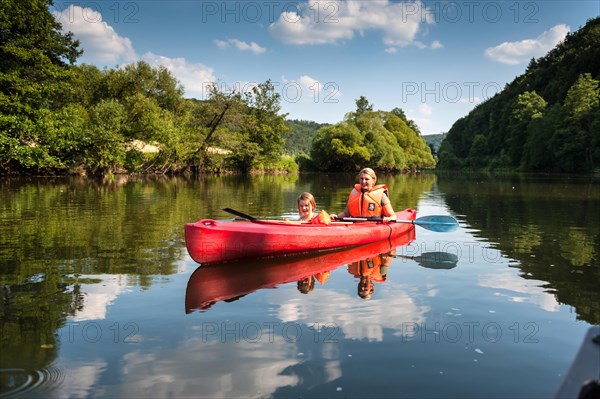 Boat ride in a Canadian canoe on the Naab River