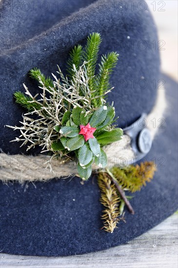 Hat with decorations