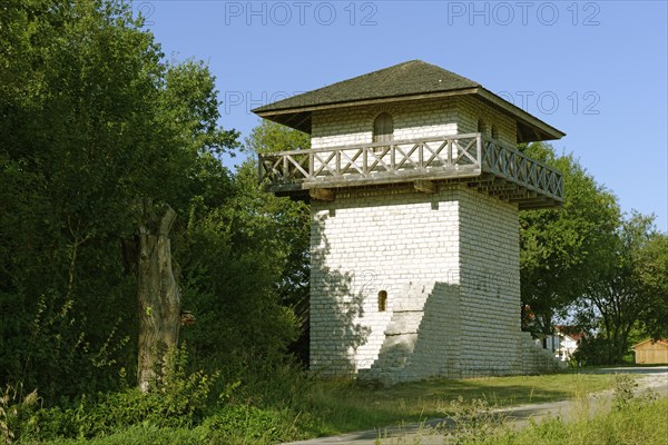 Reconstructed Limes wall with a Roman watchtower