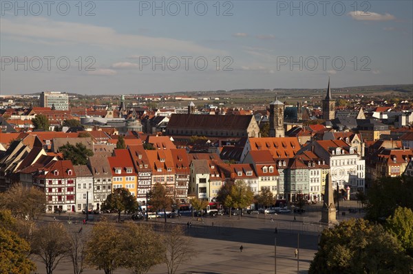 View from Petersberg hill across the town with Domplatz square