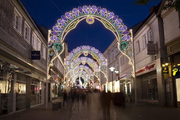 Arches with lights in the pedestrian zone