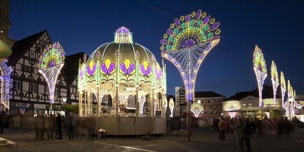 Light sculptures in the market square