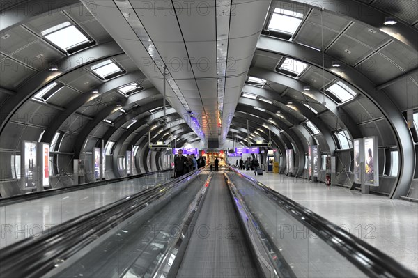 Travelators connecting the terminal buildings