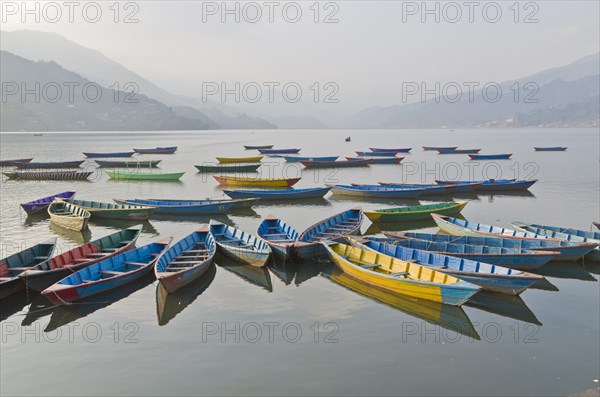 Colorful boats on Phewa Lake