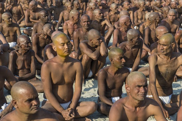 Sitting in silence as part of the initiation of new sadhus