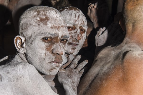 Newly initiated Shiva sadhus from Avahan Akhara