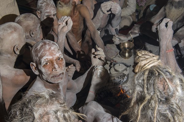 Group of newly initiated Shiva sadhus from Avahan Akhara