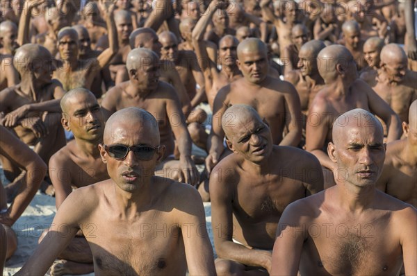 Sitting in silence as part of the initiation of new sadhus