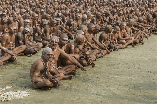 Sitting in silence as part of the initiation of new sadhus