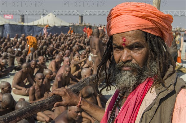 Guru guiding the initiation of new sadhus