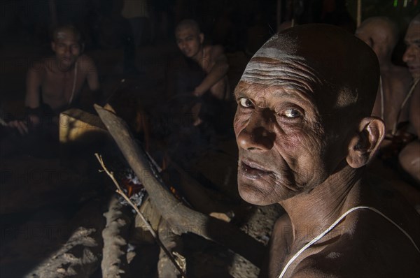 Portrait of a man joining the initiation of new sadhus