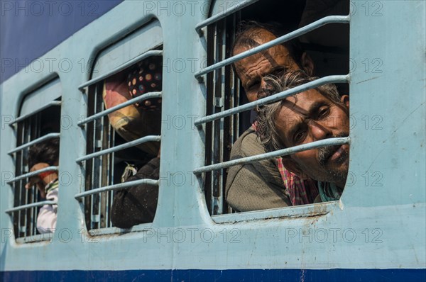 A train full of pilgrims at the railway station