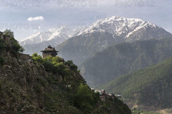 The wooden Kamru Fort above Kamru village on a mountain ridge