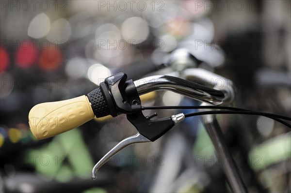Bicycle handlebars with yellow handles