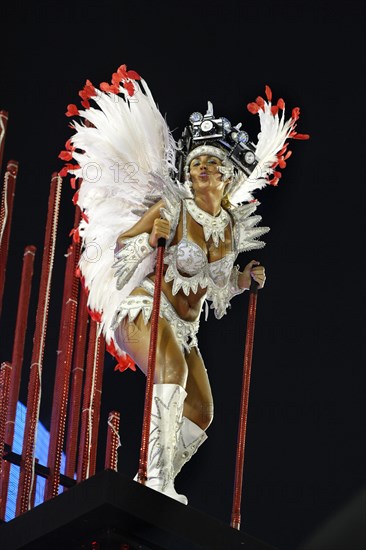 Samba dancer with puckered lips