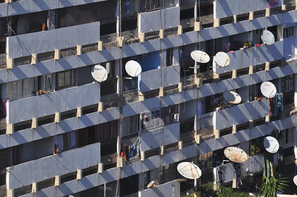 Block of flats with satellite dishes