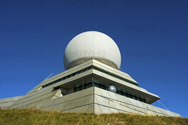 Radome of the radar station for civil aviation at the summit of Groser Belchen or Grand Ballon Mountain near Guebwiller