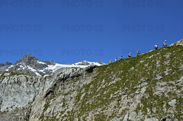 Hikers below the summit of Wildhorn Mountain