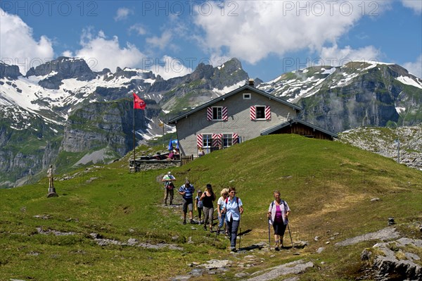 Hikers at the Glattalp Hut