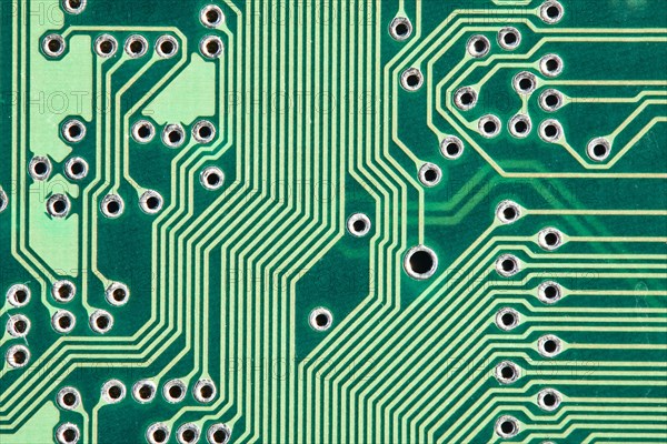 Green printed circuit board with conductor tracks