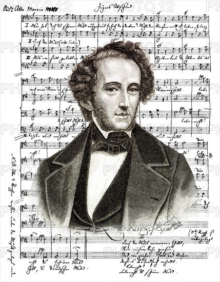 Historical music sheet manuscript by Jacob Ludwig Felix Mendelssohn Bartholdy