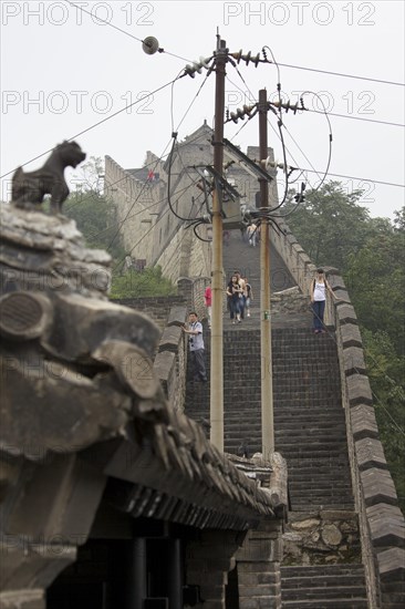 Electricity cables at the Great Wall of China