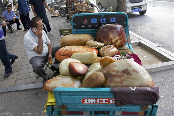 Stone dealer at the market of Tianjiao