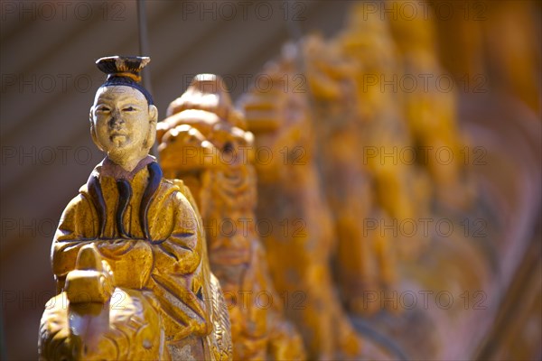 Roof tiles decorated with figures on a pagoda at the Summer Palace
