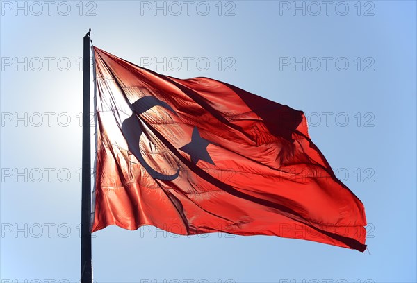 Turkish flag with backlighting