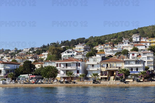 Seaside settlement with beach