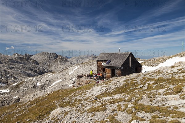 Hikers at Edelweisserhuette refuge