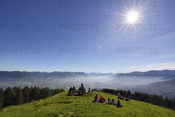 View from Heigelkopf or Heiglkopf Mountain over the Isar Valley