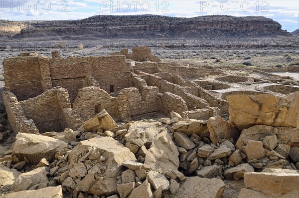 Ruins of the walls of the historic Anasazi settlement