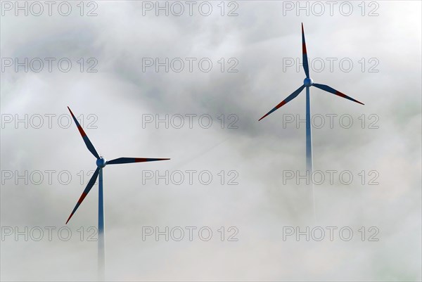 Wind turbines in the fog