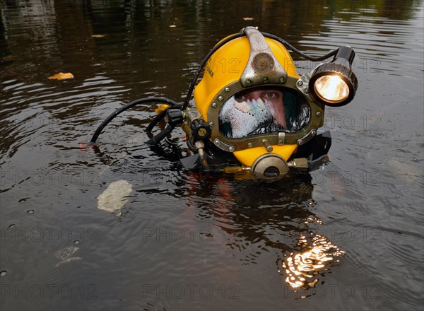 Professional diver at work on a construction site