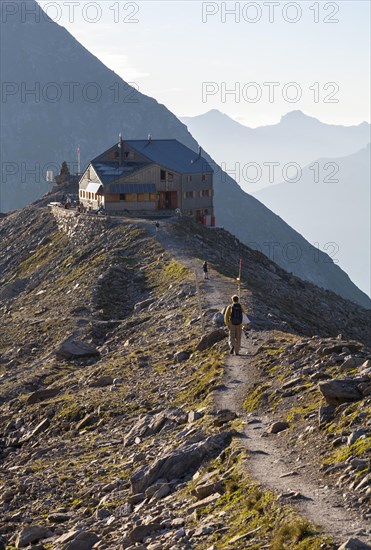 Hikers at the Cabane de Pannossiere refuge