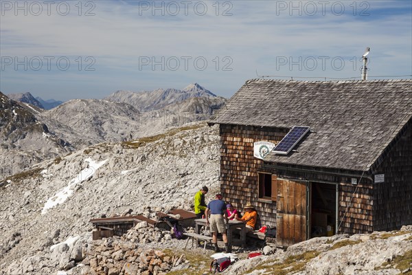 Hikers at Edelweisserhuette refuge