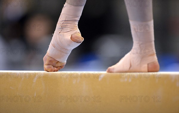 Detail view of a bandaged foot