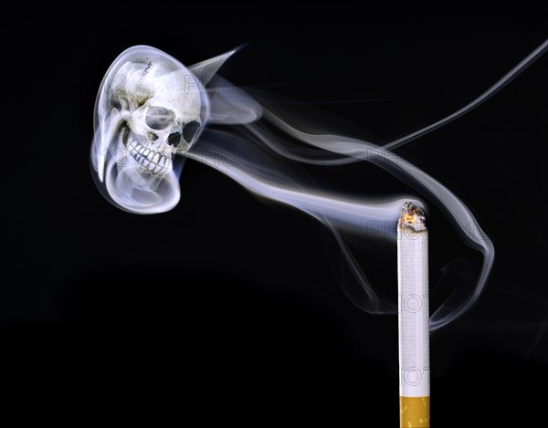 Cigarette smoke forming a skull