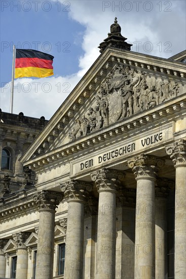 German flag flying on the Reichstag building