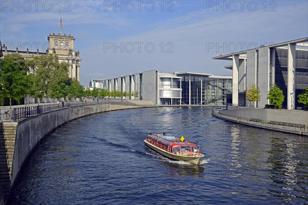 Passenger boat on the Spree River in the Government District