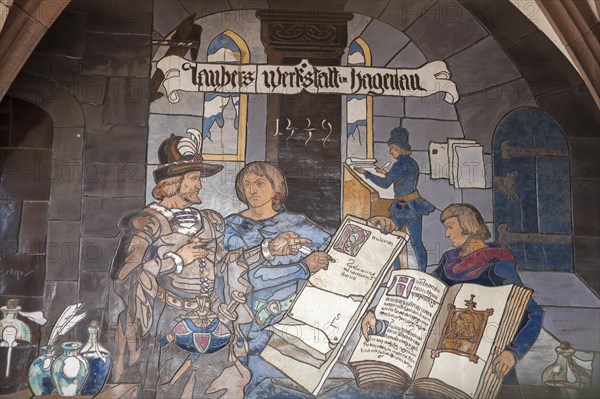 Mural at the entrance portal