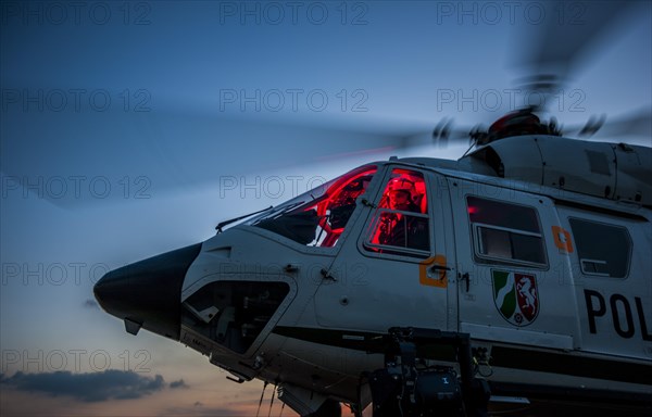 Police helicopter type BK 117 taking off for an operational flight