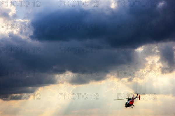 Police helicopter type BK 117 taking off for an operational flight