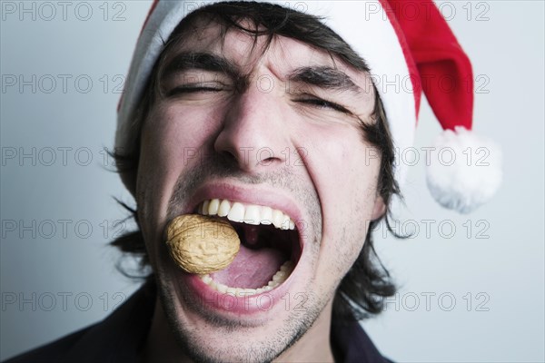 Young Man with a Santa hat