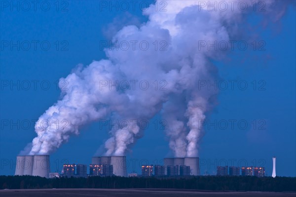 Jaenschwalde Power Station with steam clouds