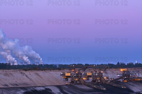 Cottbus-Nord Coal Mine with conveyor bridges in front of Jaenschwalde Power Station