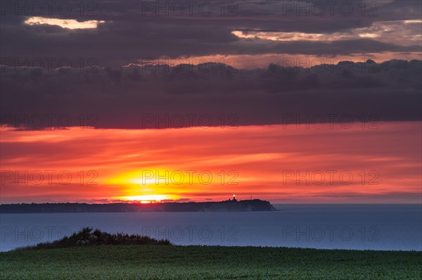 Views towards Cape Arkona with a lighthouse at sunset