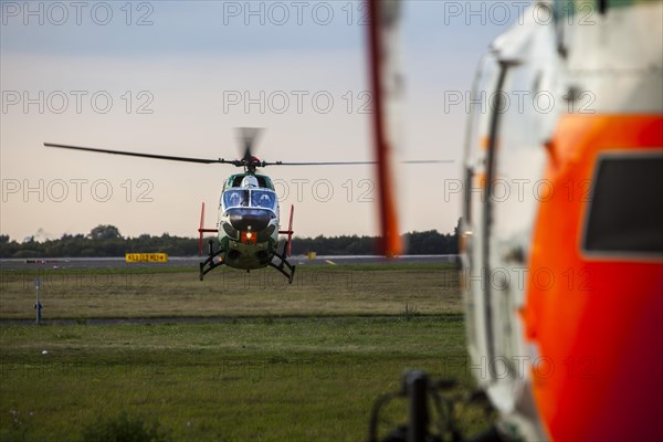 Police helicopter type BK 117 taking off for an operational flight